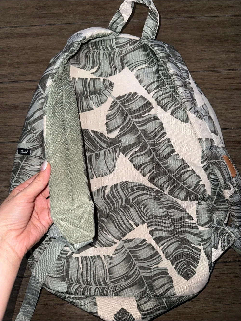 Herschel Supply Company Silver Birch Green Palm Leaf Print Backpack